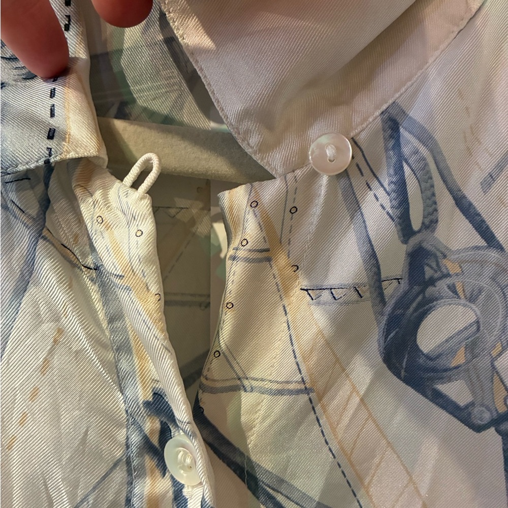 Escada Nautical Print Button Down Silk Shirt - Bl… - image 5